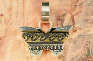 Stunning Sterling Silver Butterfly with 12K Gold Fill Wave Design overlay. Free 18